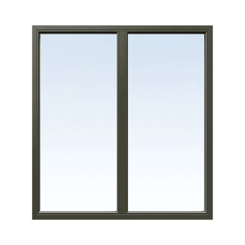 Energi Aluminium Fast fönster med mittpost 15, Olivgrön, Frostat energiglas 1,0