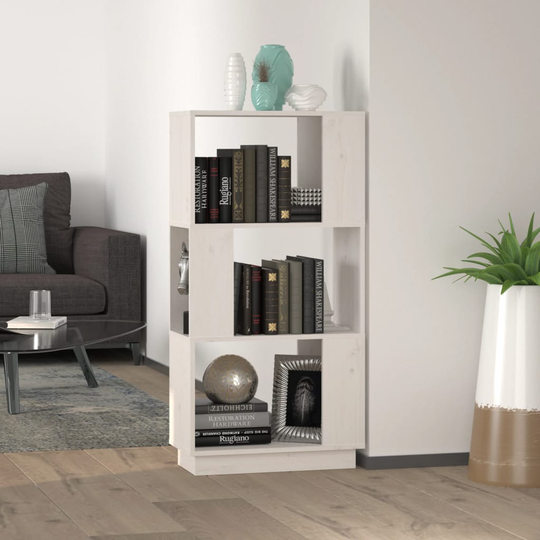 vidaXL Bokhylla/rumsavdelare vit 51x25x101 cm massiv furu