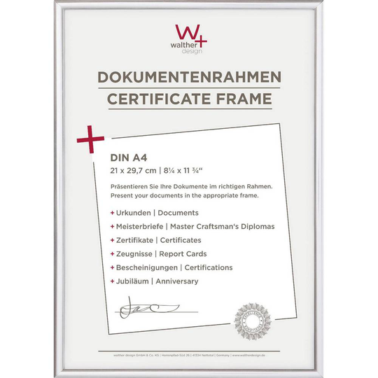 walther+ design Växelram akryl KV130S Pappersformat: DIN A4 Silver