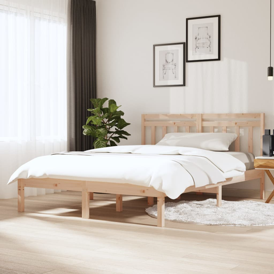 vidaXL Sängram massivt trä 140x190 cm