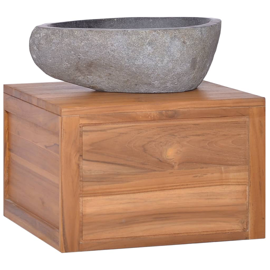 vidaXL Väggmonterad badrumskommod 45x45x30 cm massiv teak