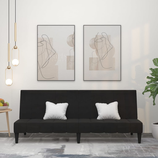 vidaXL Bäddsoffa 2-sits svart mikrofibertyg