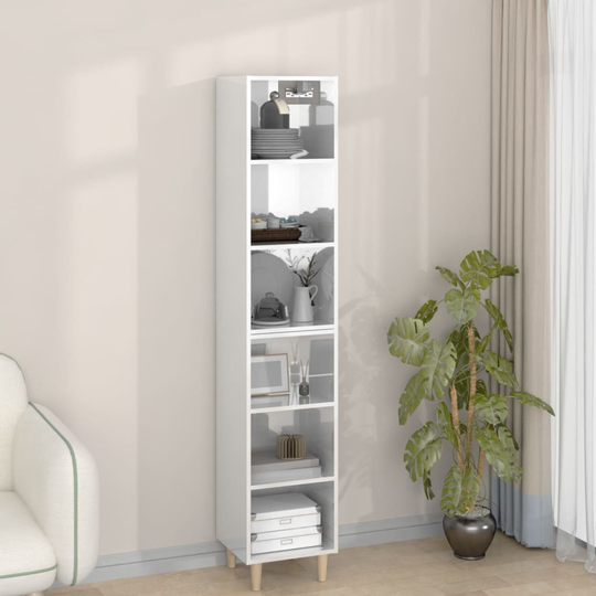 vidaXL Högskåp högglans vit 34,5x32,5x180 cm konstruerat trä