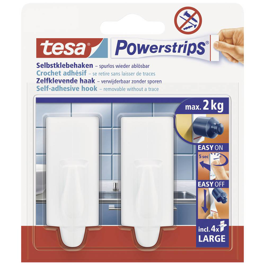 Tesa Powerstrips® krok Large Trend, Vit POWERSTRIPS® tesa Innehåll: 2 st