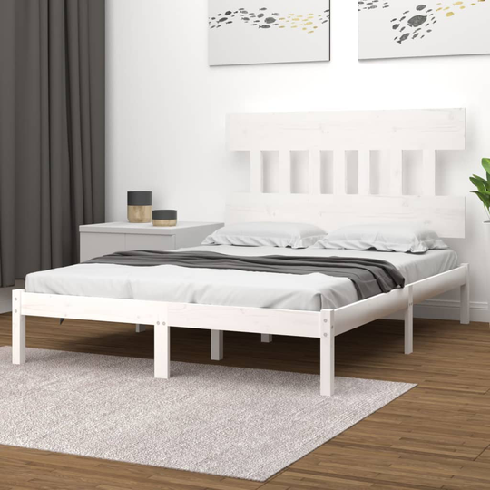 vidaXL Sängram vit massivt trä 150x200 cm 5FT