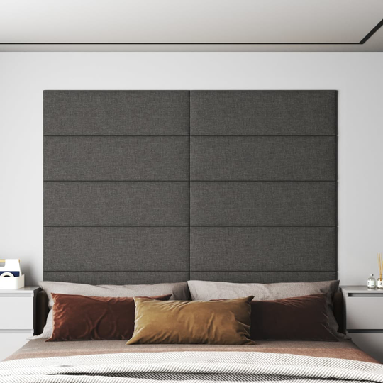 vidaXL Väggpaneler 12 st mörkgrå 90x30 cm tyg 3,24 m²