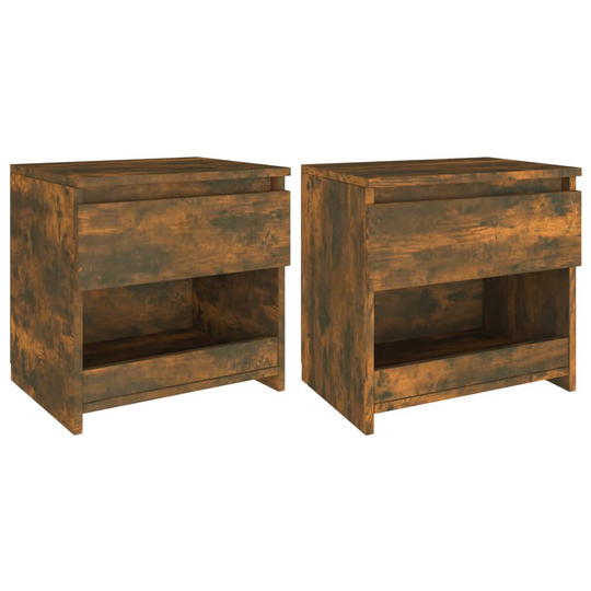 vidaXL Sängbord 2 st rökfärgad ek 40x30x39 cm konstruerat trä