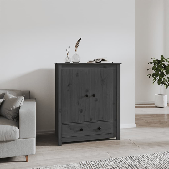 vidaXL Skänk grå 83x41,5x100 cm massiv furu