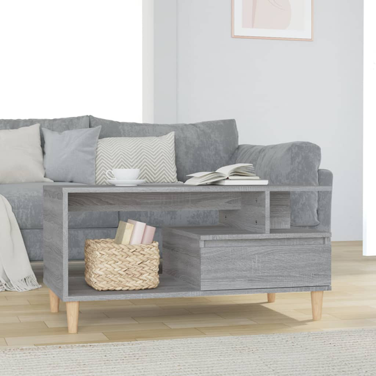 vidaXL Soffbord grå sonoma 90x49x45 cm konstruerat trä