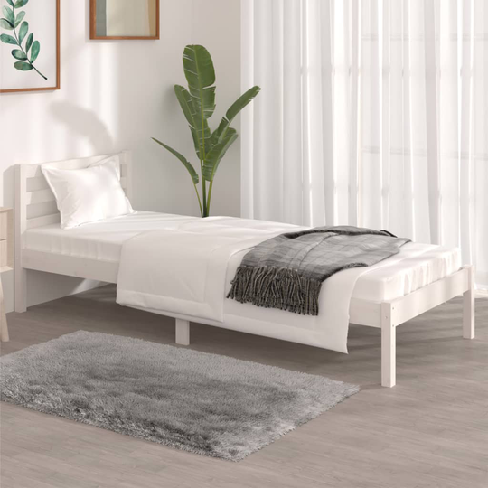 vidaXL Sängram massiv furu 75x190 cm vit 2FT6