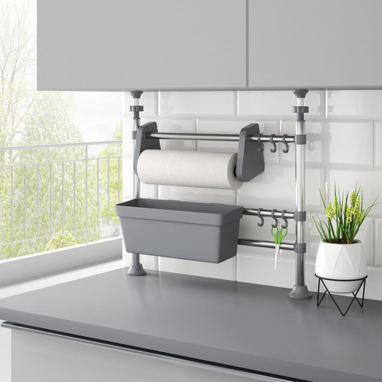 vidaXL Justerbar köksförvaring aluminium