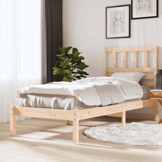 vidaXL Sängram massiv furu 90x190 cm enkelsäng