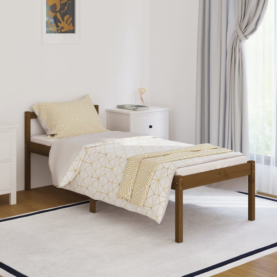 vidaXL Sängram honungsbrun massiv furu 75x190 cm 2FT6