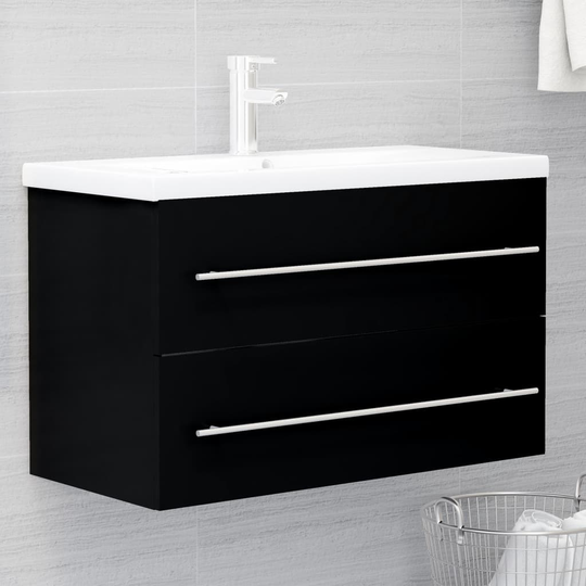 vidaXL Tvättställsskåp svart 80x38,5x48 cm spånskiva