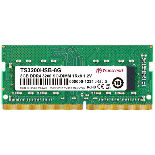 Transcend TS3200HSB-8G Internminne Laptop Modul 8 GB 1 x 8 GB DDR4-SDRAM 3200 MHz CL22