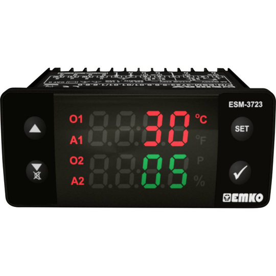 Emko ESM-3723.5.2.5.0.1/01.01/1.0.0.0 2-punkts- och PID-regulator Termostat PTC 0 till 100 °C Relä 5 A (L x B x H) 65 x 76 x 35 mm