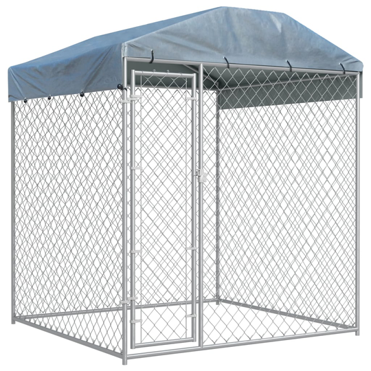 vidaXL Hundgård för utomhusbruk med tak 193x193x225 cm