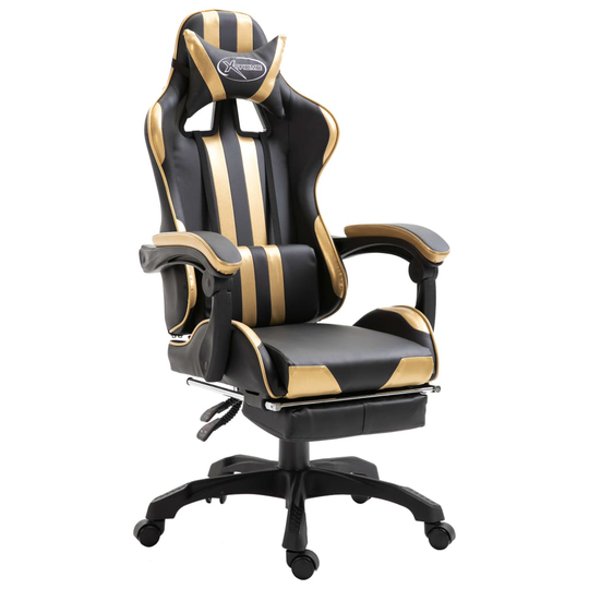 vidaXL Gamingstol med fotstöd guld konstläder