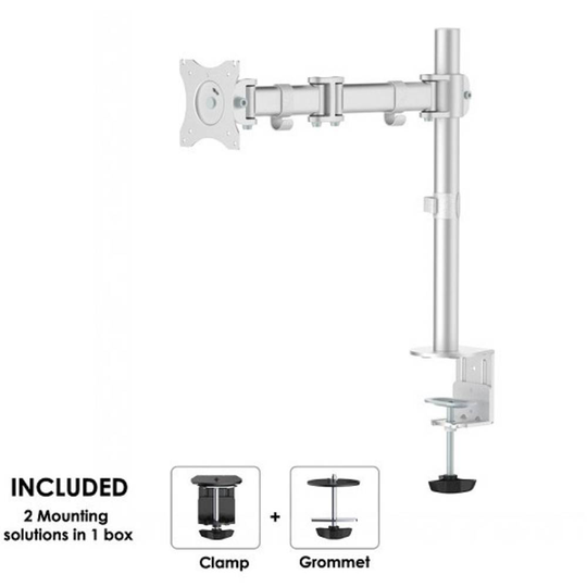 Neomounts by Newstar NM-D135SILVER 1x Monitor bordsfäste 25,4 cm (10) - 76,2 cm (30) Tiltbar, Svängbar