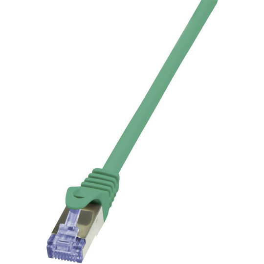 LogiLink CQ5025S RJ45 Nätverk Anslutningskabel CAT 6A S/FTP 0.50 m Grön Flamskyddsmedel, Halogenfri, med låsskydd