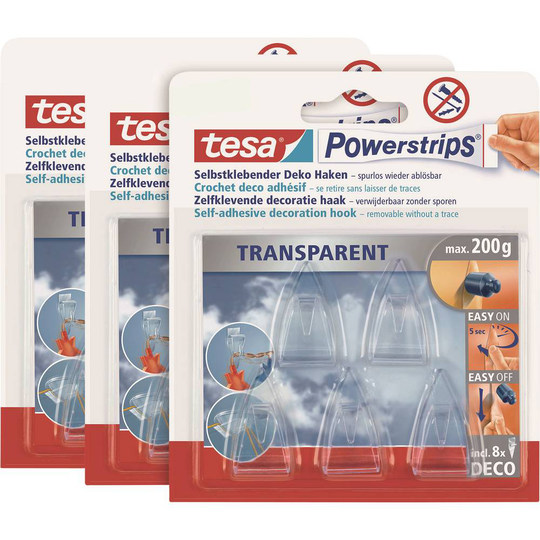 Krok Transparent POWERSTRIPS® tesa Innehåll: 15 st