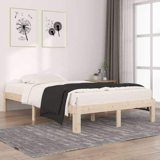 vidaXL Sängram massiv furu 120x200 cm
