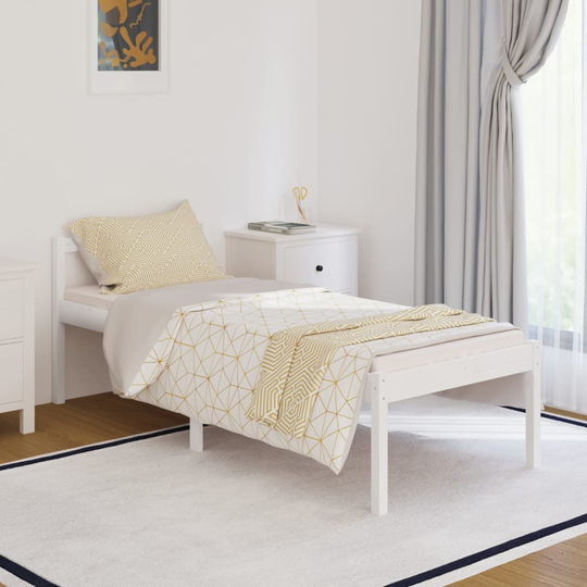 vidaXL Sängram vit massiv furu 75x190 cm 2FT6
