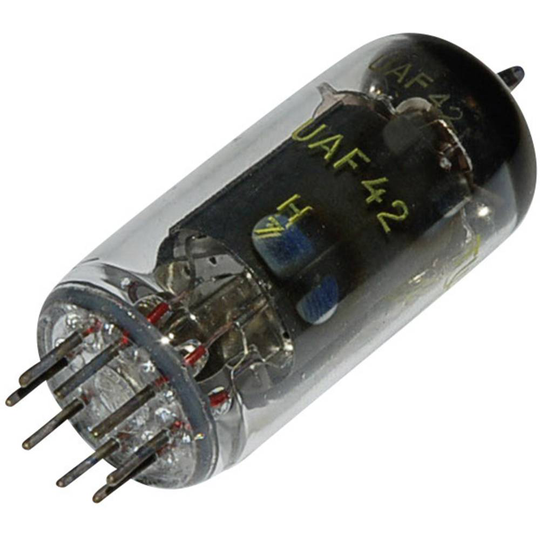 UAF 42 = 12 S 7 Elektronrör Diod-pentod 100 V 2.8 mA Antal poler: 8 Lampsockel: 8-polig Rimlock Innehåll 1 st