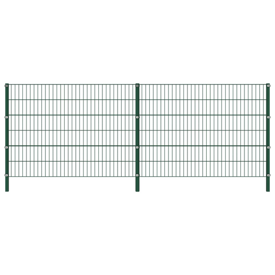 vidaXL Stängselpanel med stolpar järn 3,4x1,2 m grön