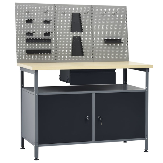 vidaXL Arbetsbänk med 3 väggpaneler