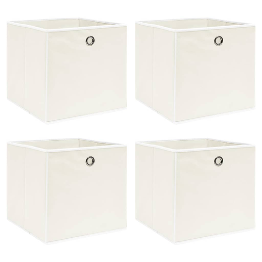 vidaXL Förvaringslådor 4 st vit 32x32x32 cm tyg