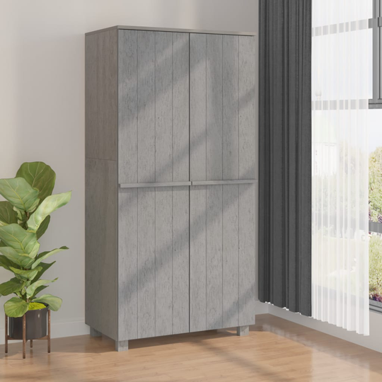 vidaXL Garderob ljusgrå 89x50x180 cm massiv furu