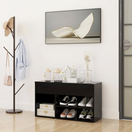 vidaXL Skobänk svart 80x30x45 cm spånskiva