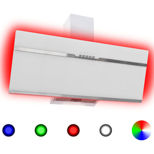 vidaXL Köksfläkt RGB 90 cm rostfritt stål och härdat glas