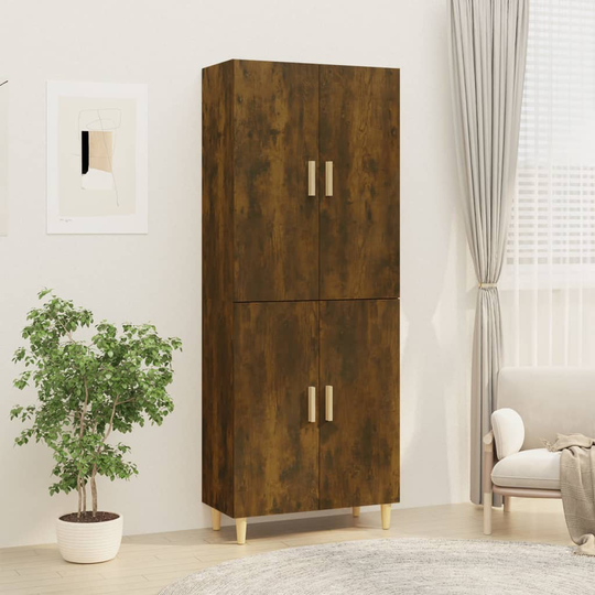 vidaXL Högskåp rökfärgad ek 70x34x180 cm konstruerat trä