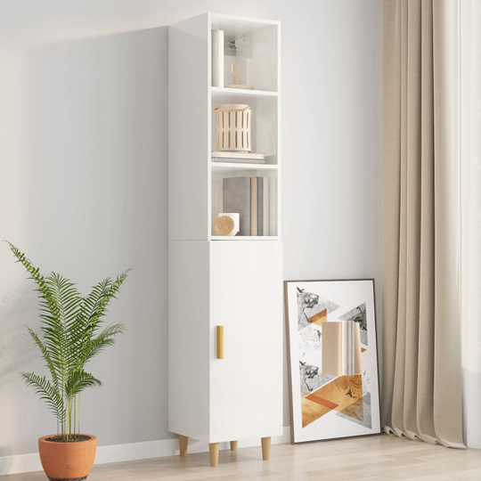 vidaXL Högskåp vit högglans 34,5x34x180 cm konstruerat trä