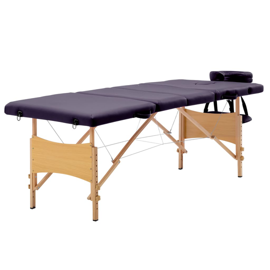 vidaXL Hopfällbar massagebänk 4 sektioner trä lila