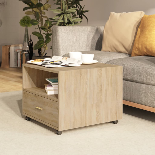 vidaXL Soffbord sonoma-ek 55x55x40 cm konstruerat trä