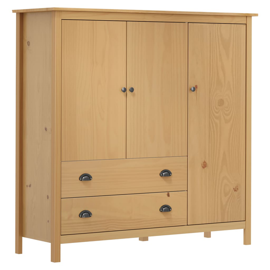 vidaXL Garderob 3 dörrar Hill Range 142x45x137 cm massiv furu
