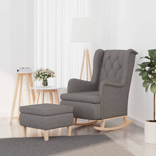 vidaXL Gungfåtölj med pall ljusgrå tyg