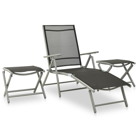 vidaXL Loungegrupp för trädgården 3 delar textilen och aluminium silver