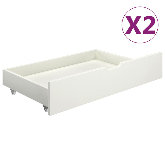 vidaXL Sänglådor 2 st vit massiv furu