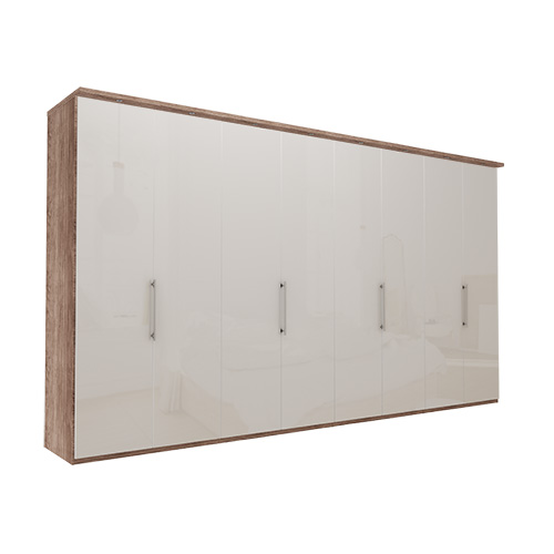 Garderob Atlanta - Mörk rustik ek 400 cm, 216 cm, Med kornisch