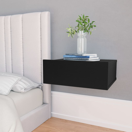 vidaXL Svävande sängbord 2 st svart 40x30x15 cm konstruerat trä