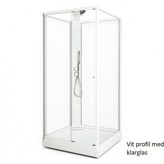 Macro Duschkabin Flow Front Exclusive - Klarglas Vit 91 x 71