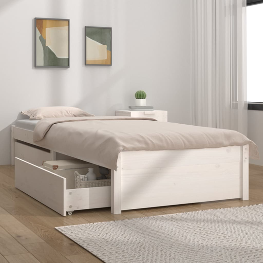 vidaXL Sängram med lådor vit 100x200 cm