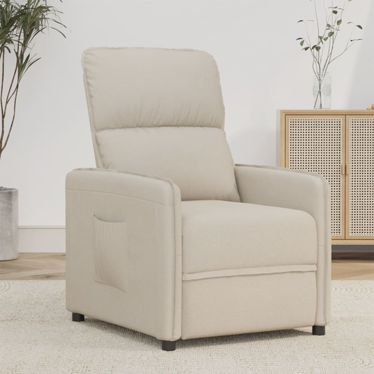 vidaXL Reclinerfåtölj gräddvit mikrofibertyg