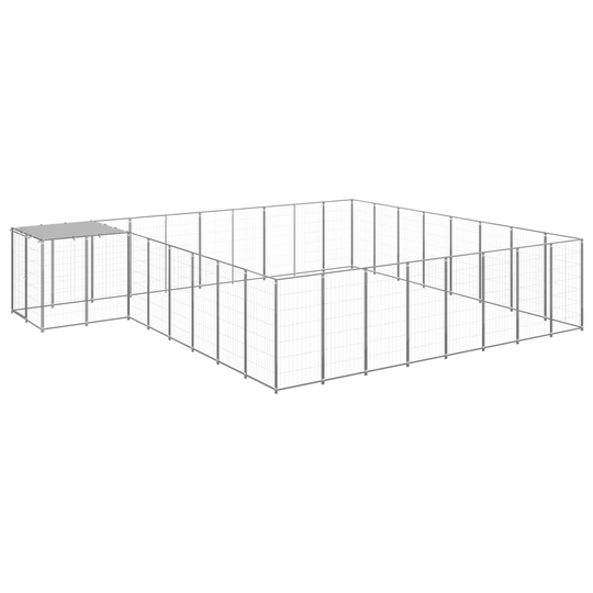 vidaXL Hundgård silver 20,57 m² stål