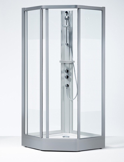 Ifö Duschkabin Solid Pentagonal Komplett SKP Art NS 900 x 900 Lyx Med Screentryckt Glas
