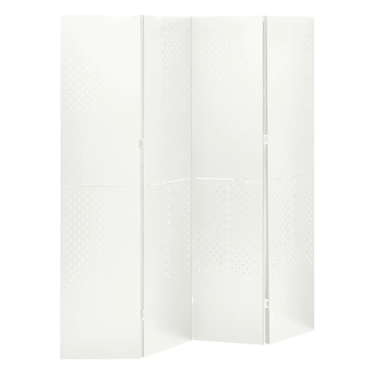 vidaXL Rumsavdelare 4 paneler vit 160x180 cm stål